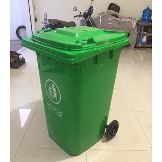 Thùng rác 240L nhựa hdpe có bánh xe nắp đậy kín, thùng rác công nghiệp 240L