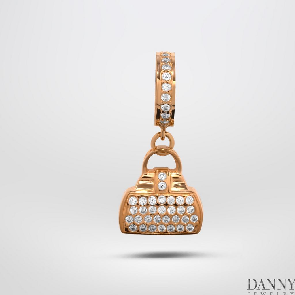 Charm Bạc 925 Danny Jewelry Đính Đá CZ Hình Túi Xách Xi Rhodium/Vàng hồng PK001S