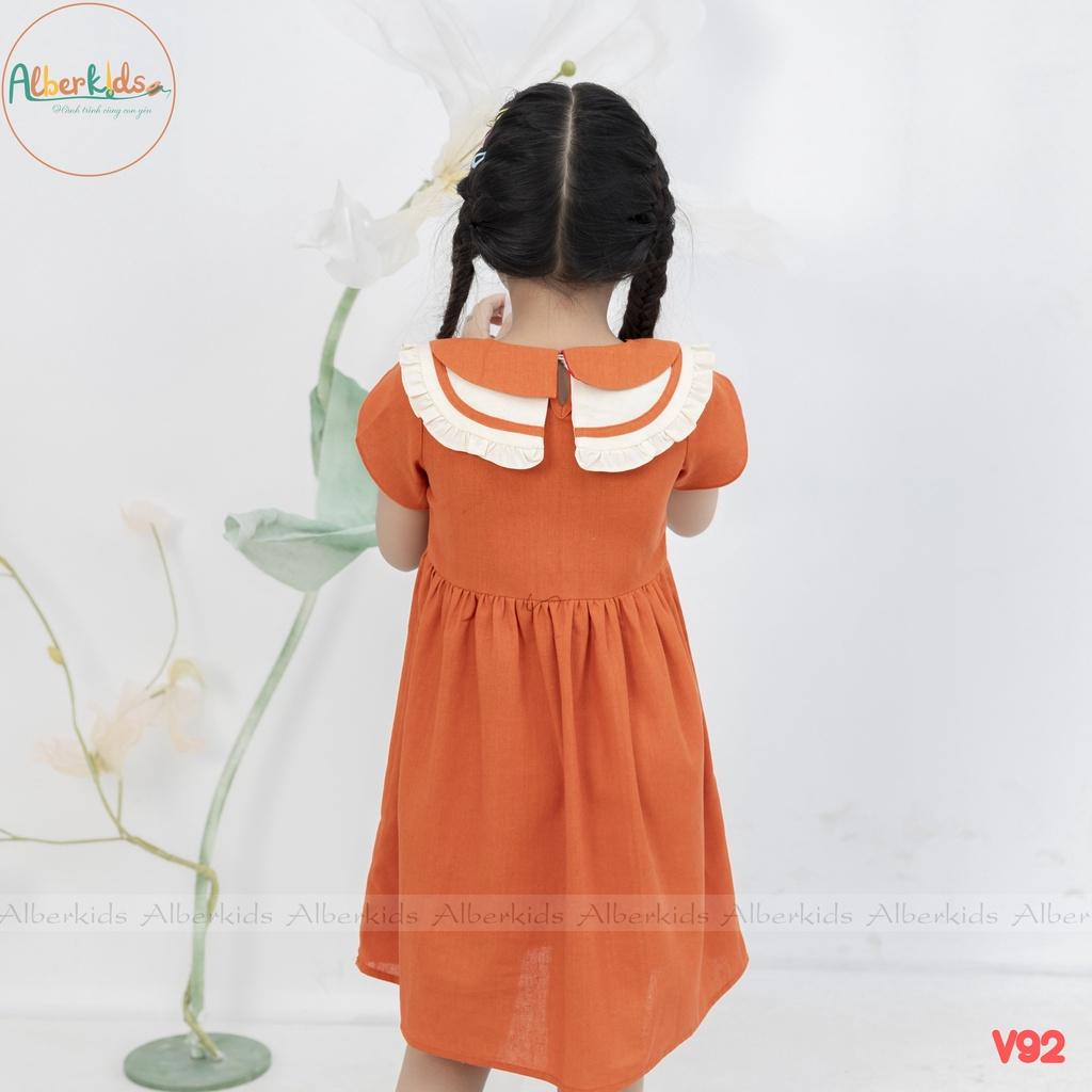 Váy cho bé gái ALBER KIDS cổ tròn phối nơ công chúa xinh đẹp cho trẻ em 2,3,4,5,6,7,8,9,10,11,12 tuổi