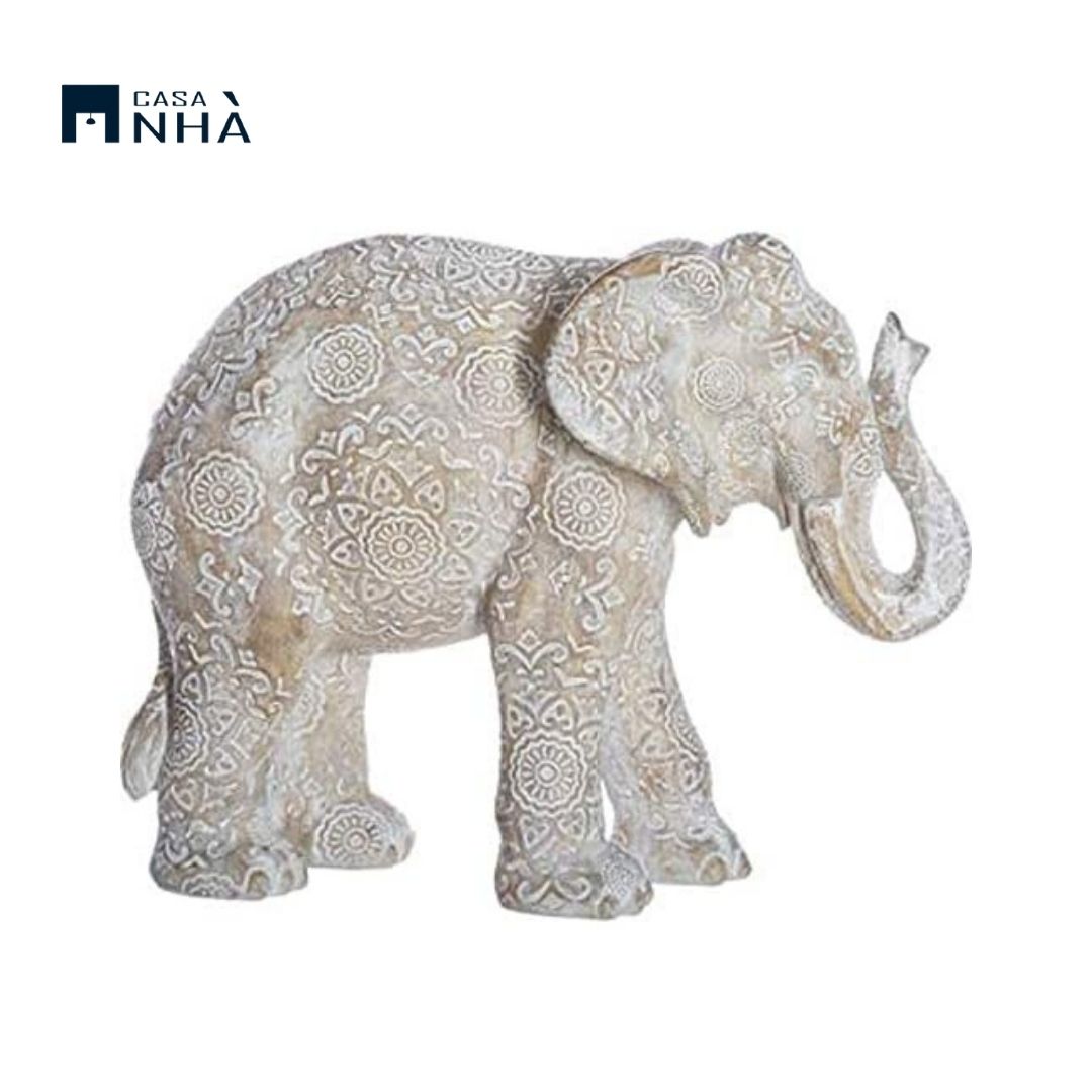Tượng voi trắng chạm khắc trang trí WHITE ELEPHANT