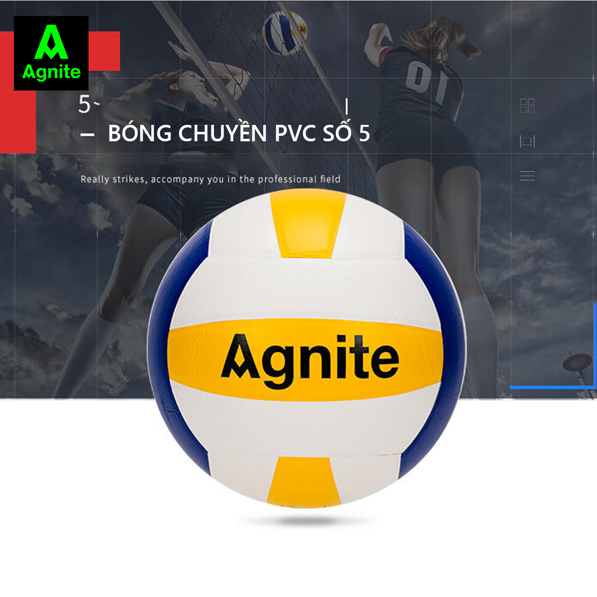 Quả bóng chuyền da PVC cỡ số 5 Aginte - Bản tiêu chuẩn dùng cho thi đấu tập luyện chuyên nghiệp - Phù hợp cho thể thao hoạt động tập thể - Hàng chính hãng cao cấp - F1251