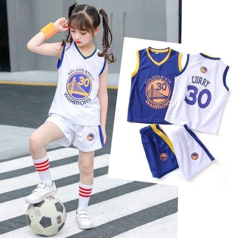 Đồ thể thao trẻ em đội bóng rổ golden state warriors chất vải thun lạnh thoải mái mẻ cho mùa hè năng động Size 8kg đến 45kg