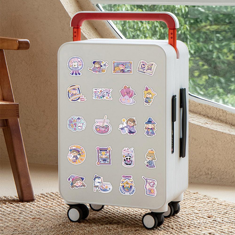 Sticker phù thủy chibi hoạt hình cute trang trí mũ bảo hiểm,guitar,ukulele,điện thoại,sổ tay,laptop-mẫu S87