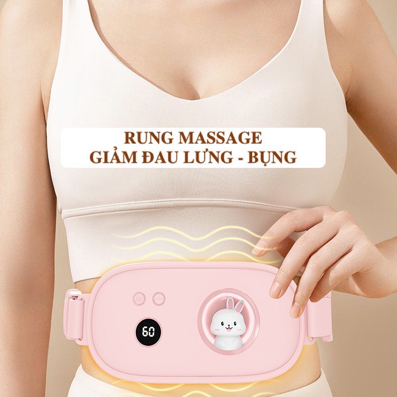 Đai chườm nóng và massage bụng giảm đau bụng kinh nguyệt cho nữ đến kì với 3 mức độ nóng cực nhanh và massage  tiện lợi, Thời Lượng Pin Dài Mới Nhất 2024