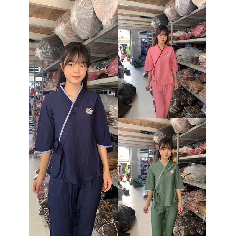 Thời trang nữ đi chùa, áo lam, đồ bộ , thêu hoa cúc chất vải tơ cao cấp