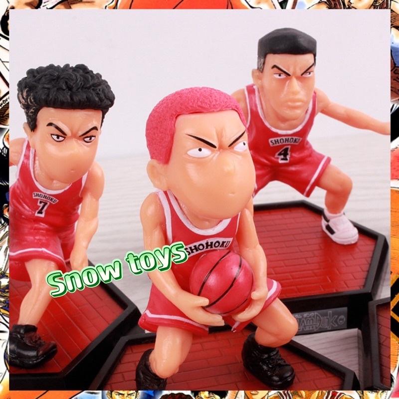 Mô hình Slam Dunk - Set Mô hình bóng rổ Rukawa Hanamichi Takenori Ryota Mitsui Akagi - Team bóng rổ trường Shohoku - 8cm