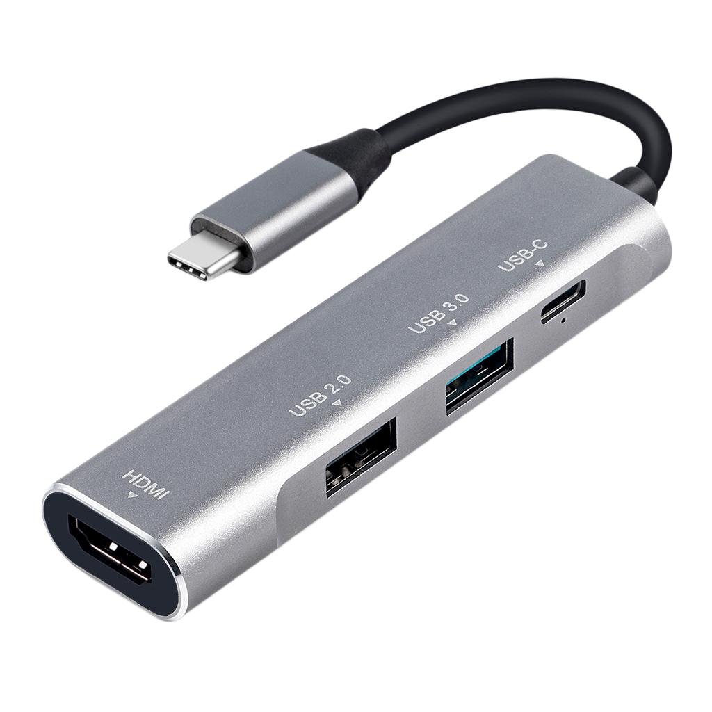 Grey USB C Hub Type C To 4K HDMI USB 3.0 2.0 PD Port Adapter For MacBook Pro