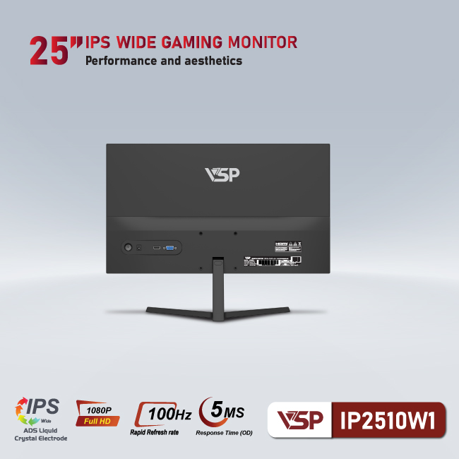 Màn hình máy tính 25inch VSP IP2510W1 (24.5&quot; IPS FHD 100Hz, HDMI+VGA) - Hàng chính hãng VSP phân phối