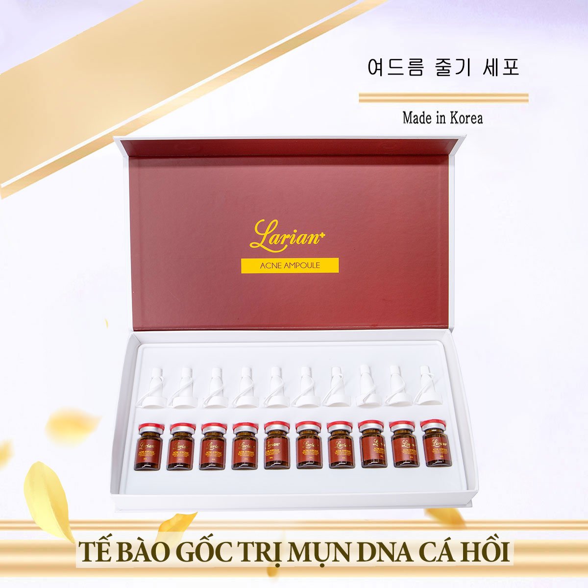 Hộp 10 lọ Tế bào gốc xóa sạch mụn,mờ thâm do mụn DNA cá hồi 10ml (LARIAN ACNE AMPOULE)