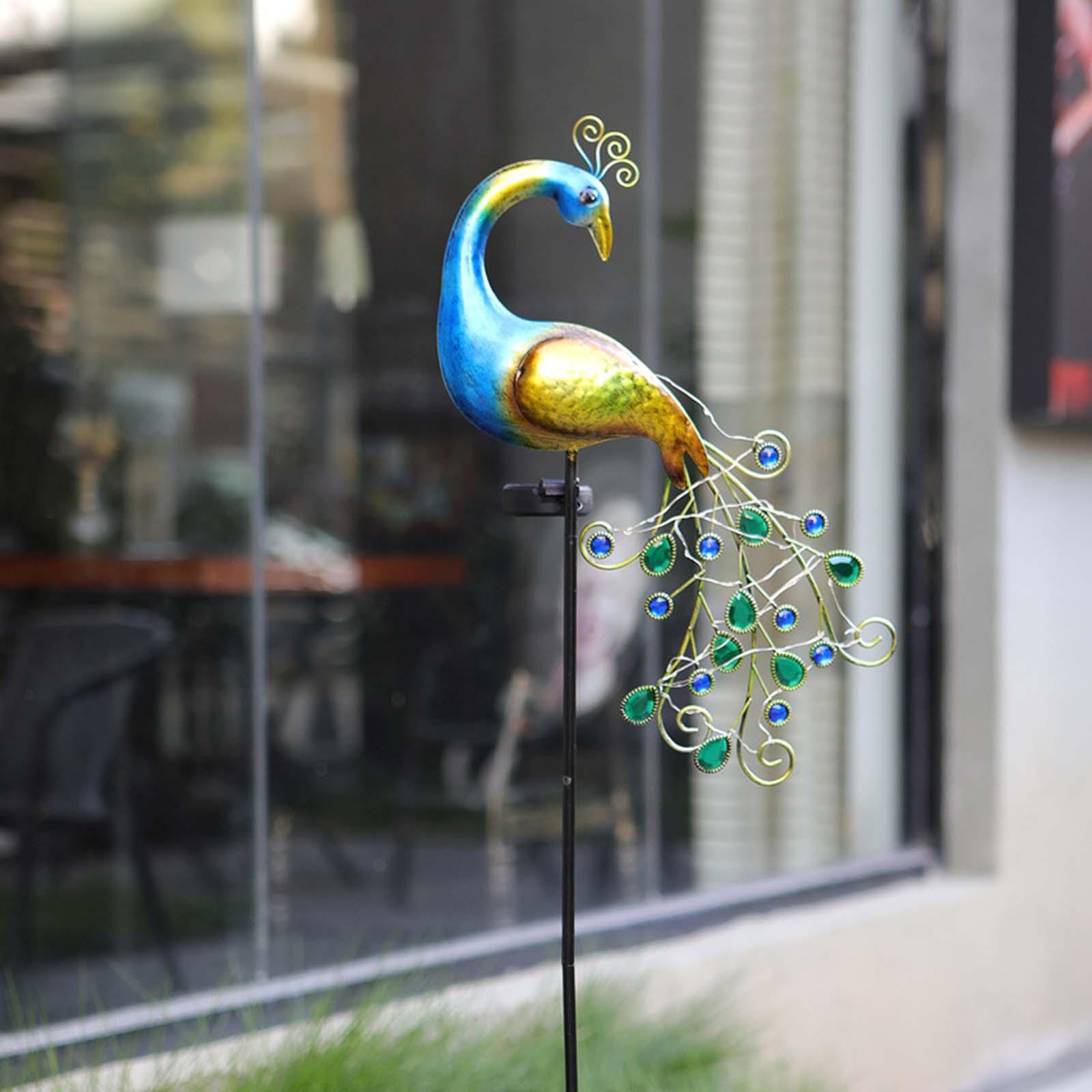 Solar Garden Lights Peacock Figurine Lights Garden Stakes Lamp for Pathway