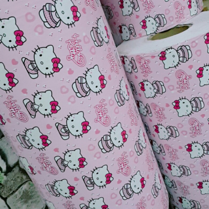 Cuộn 5m Decal Giấy Dán Tường Kitty hồng dễ thương