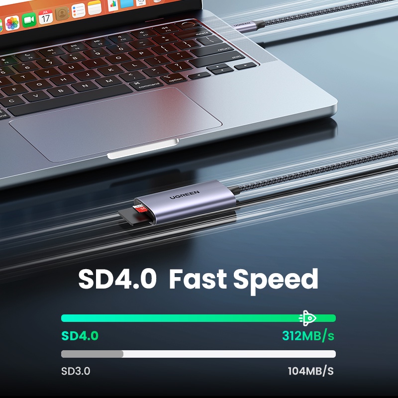 Đầu Đọc Thẻ USB3.0 4 Trong 1 USB-C Sang SD TF CF MS Ugreen CM 627 (15307) hàng chính hãng