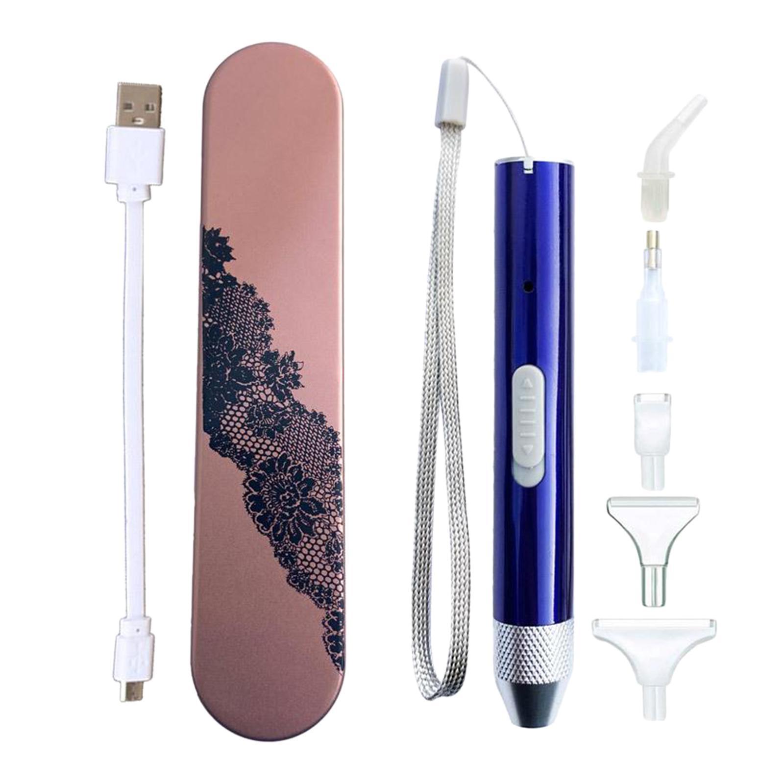 5D Diamond Painting Point Drill Pen, Square Round Drill DIY Accessories Lighting Diamond Painting Tool with USB Cable and Storage Bag