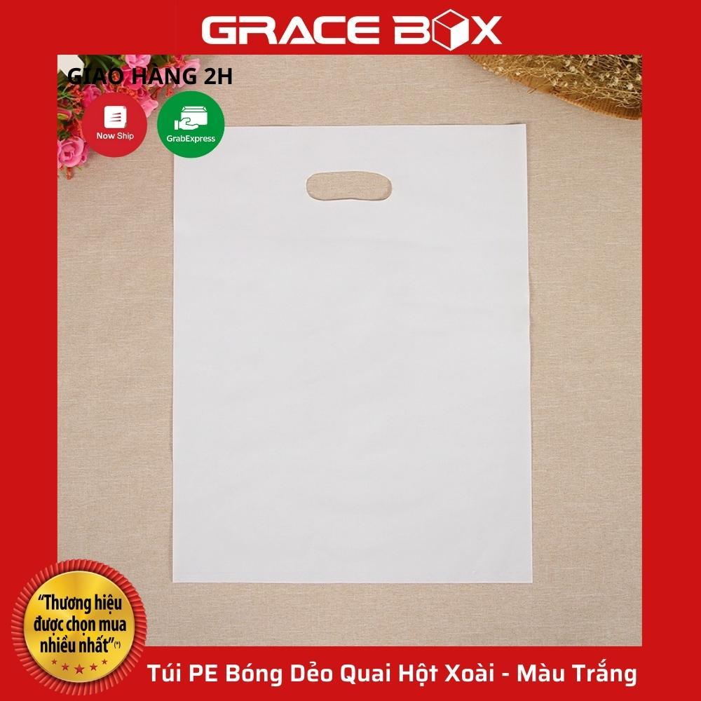 Túi PE Bóng Dẻo Màu Trắng - Quai Hột Xoài Đựng Phụ Kiện, Quần Áo