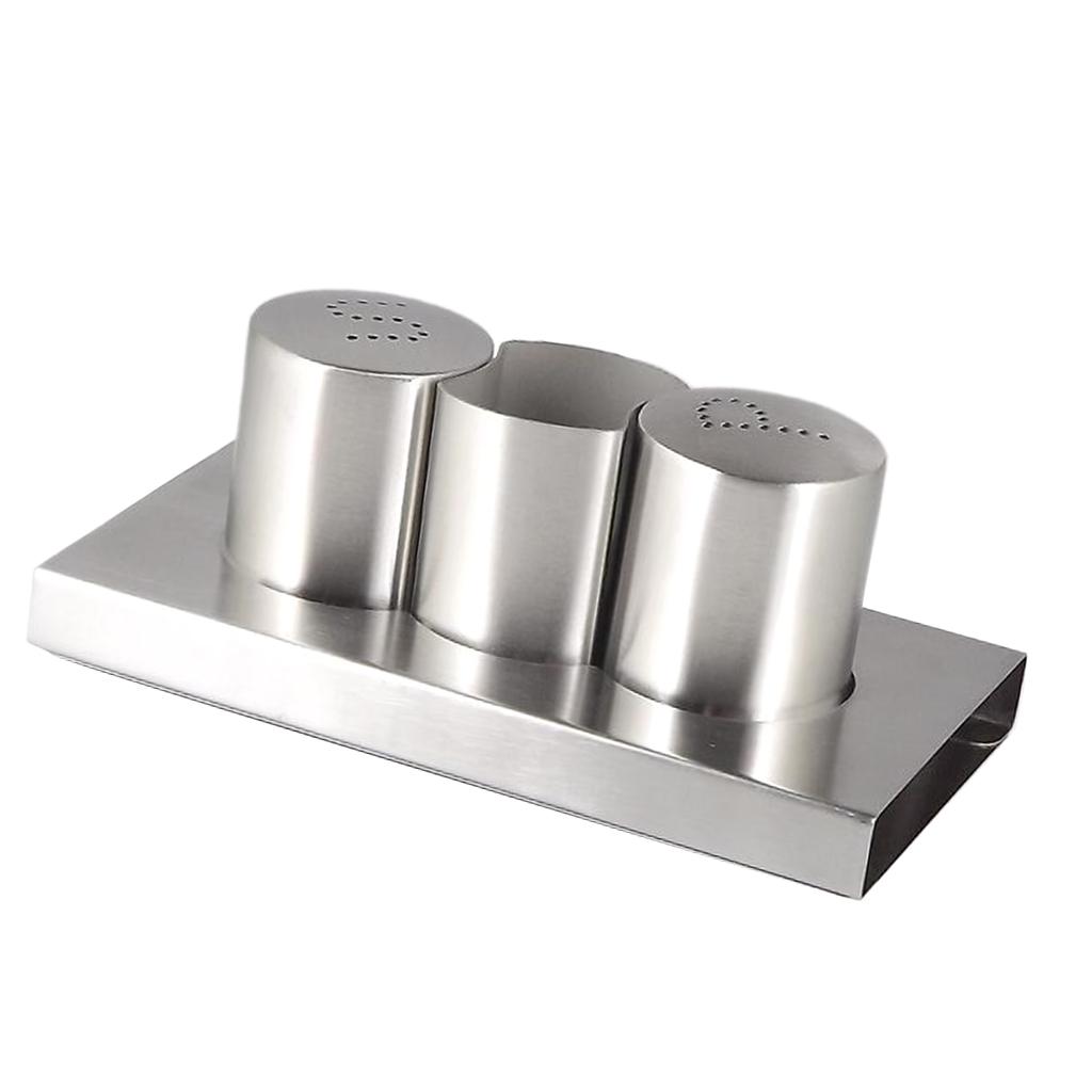Stainless Steel Seasoning Boxes With Toothpick Holders Set Table Spice Jar Barbecue Pepper Shaker Can Table Condiment Dispenser Set