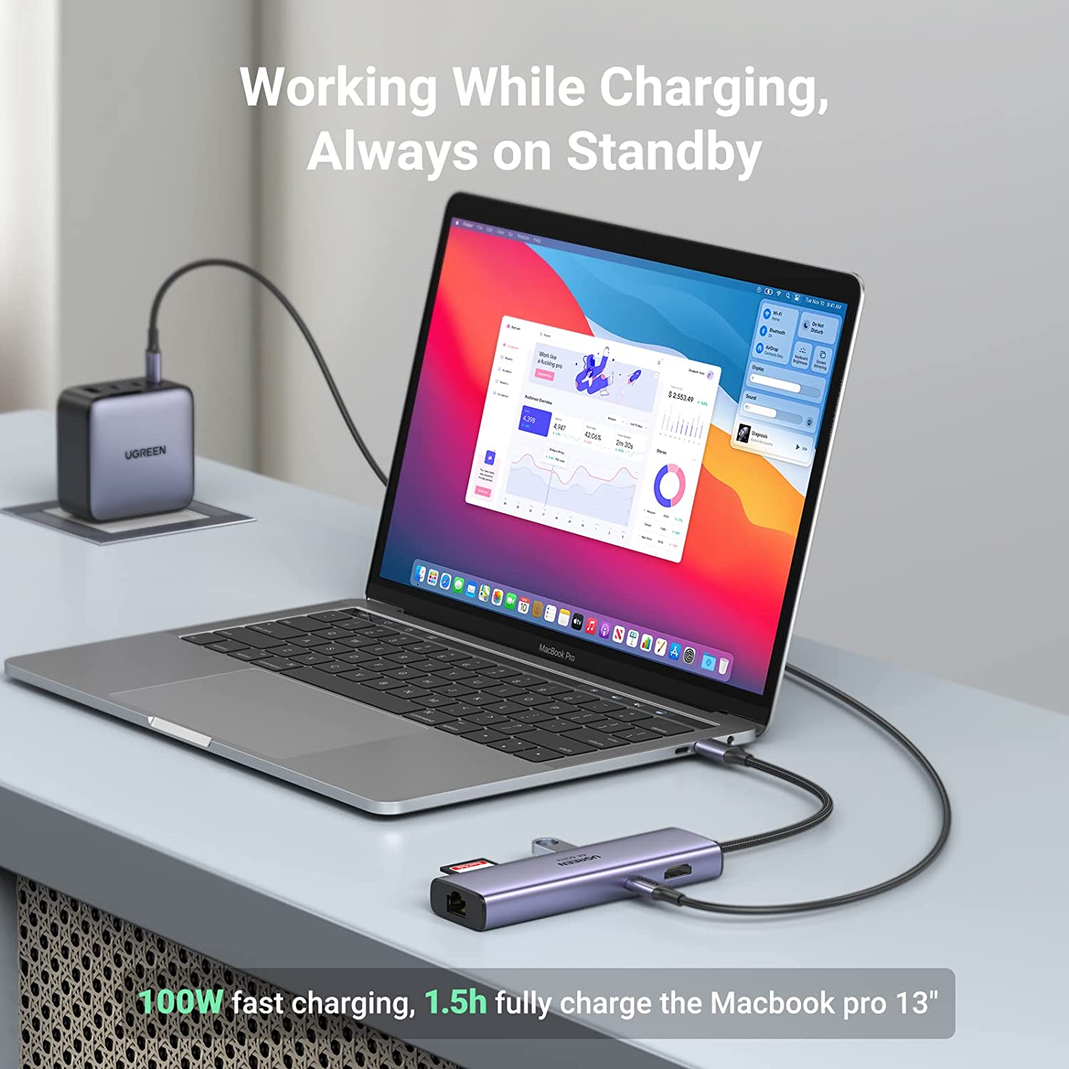 Hub chuyển đổi Ugreen 7 trong 1 USB Type-C CM512 4K@60Hz- hàng chính hãng