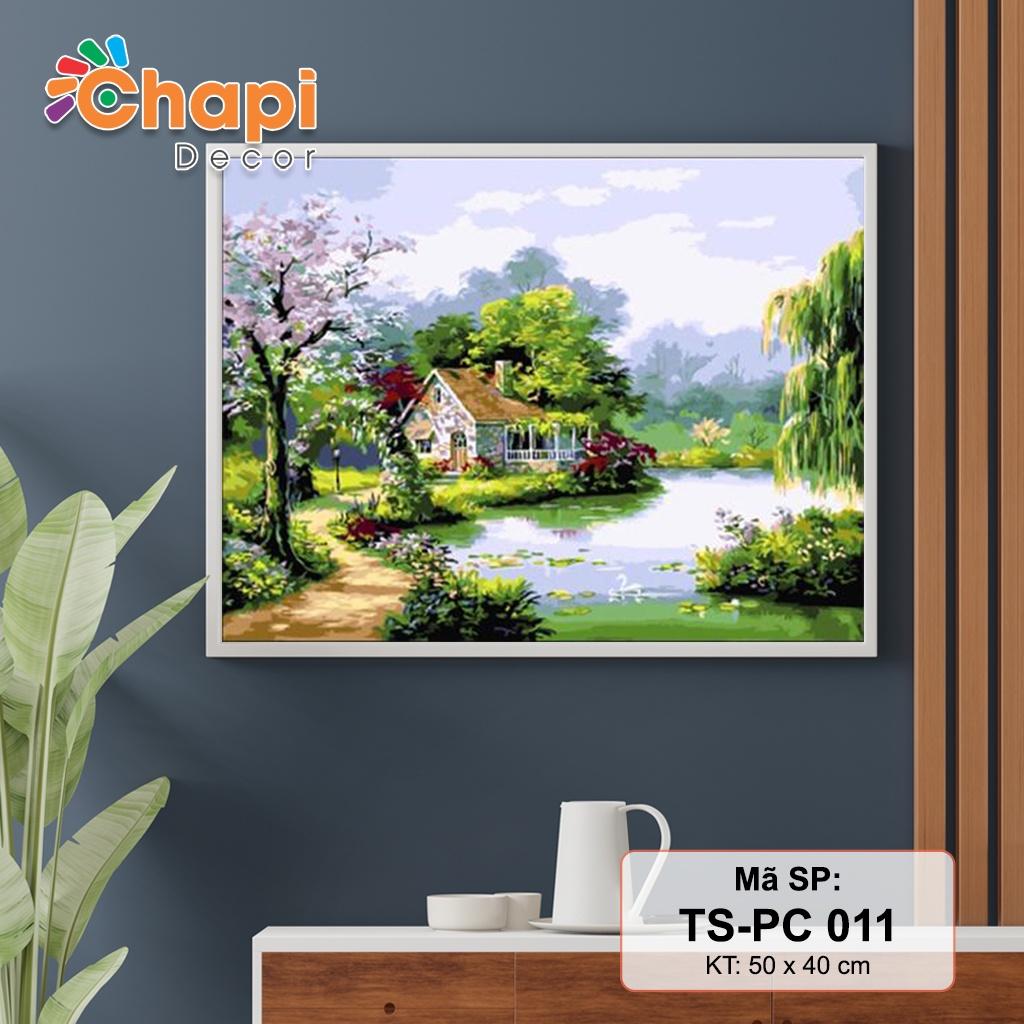 Tranh tô màu số hóa Chapi Đồng Quê Bình Yên KT 40x50cm căng sẵn khung, Có dầu bóng l Chapi Decor