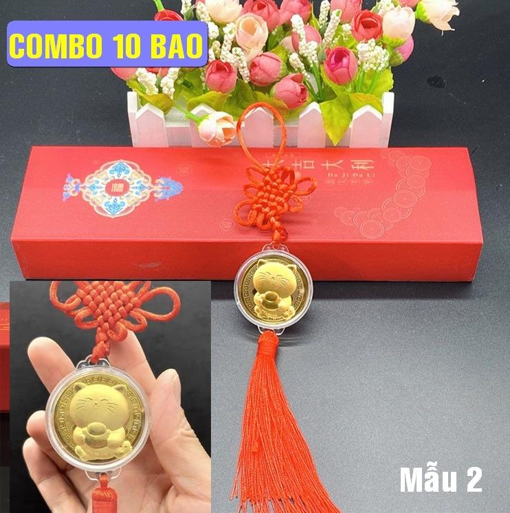 Bộ 10 Dây treo Xu Hình con Mèo Vàng 24k 2023 Phát tài - Mẫu 2 - PASA COLLECTION