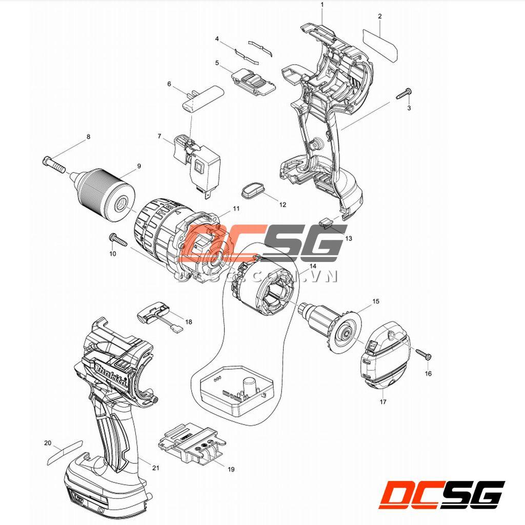 Vỏ máy khoan DDF481/ DHP481 Makita 187921-4 | DCSG