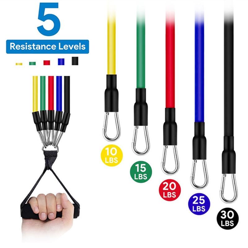 11PCS Băng kháng 100lbs Thiết bị tập thể dục trong nhà Yoga Tập thể dục tại nhà Bài tập thể dục Mở rộng ống dây đàn hồi Màu sắc: 11 mảnh