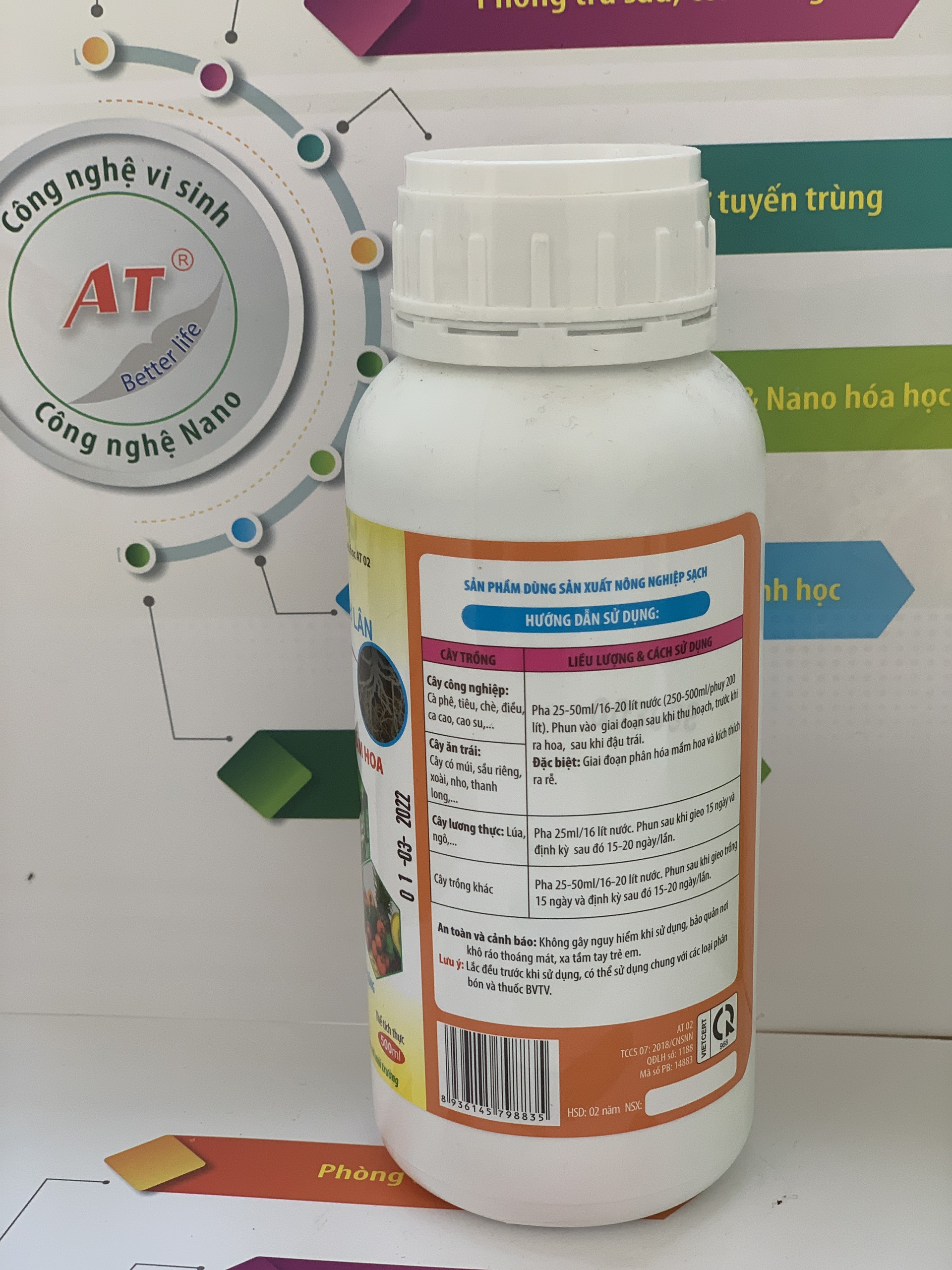 Phân Bón Hữu Cơ AT Siêu Lân 500ml Kích Rễ Ra Hoa Hồng Hoa Lan, Hoa Giấy, Chống Rụng Hoa, Siêu Bật Mầm