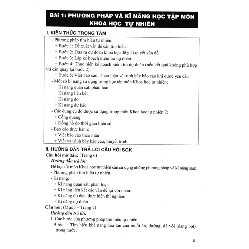 Sách - Hướng Dẫn Trả Lời Câu Hỏi Khoa Học Tự Nhiên 7
