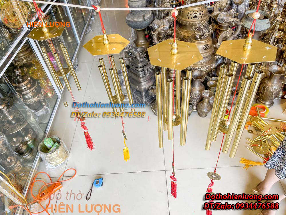 Chuông Gió Bát Quái 6 Ống Bằng Đồng Nguyên Chất Các Cỡ - Đồ Thờ Hiên Lượng