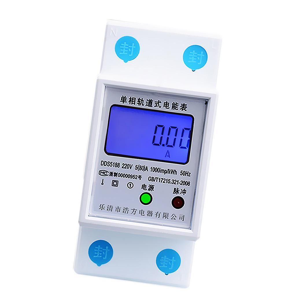 LCD DIN-Rail Type Hour Single Phase 2 Wire Energy Meter AC 220V