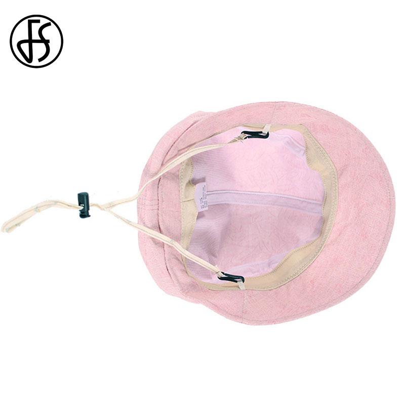 FS Thời Trang Chống Nắng Cotton Nữ Đi Mùa Hè Ngoài Trời Có Thể Gập Lại Mũ Đi Biển Xanh Hồng Xám Đậm Rộng Vành Cổ Áo mũ Lưỡi Trai Femme