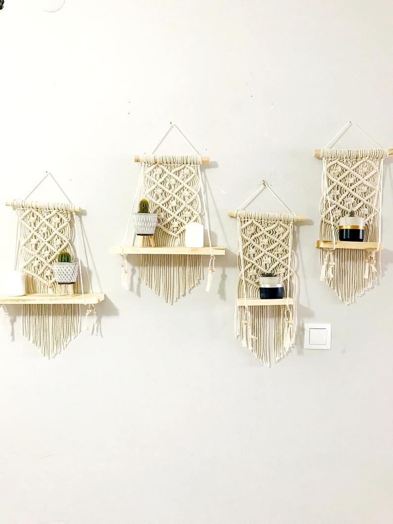 1 Kệ trang trí treo tường dây tết macrame