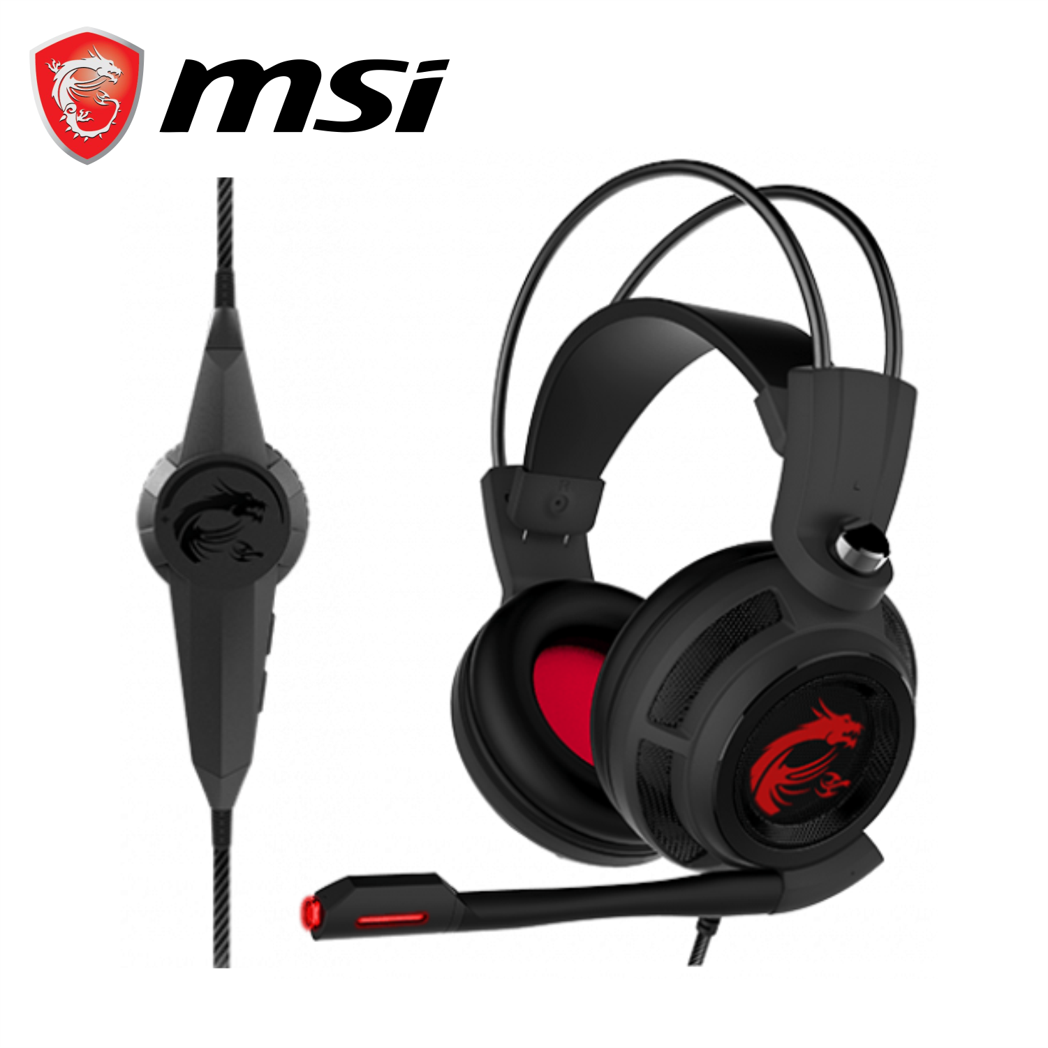 Tai Nghe Chụp Tai Gaming MSI DS502 Âm Thanh 7.1, Tích Hợp Mic, Dây Cắm USB Dài 2M - Hàng Chính Hãng