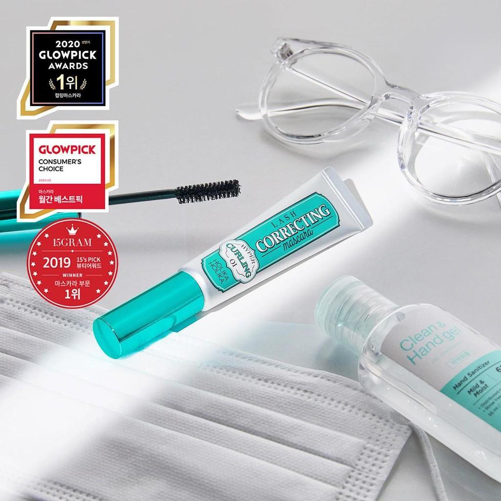 Mascara Không Trôi, Làm Cong Mi Kèm Tẩy Trang Chuyên Dụng Holika Holika Lash Correcting set 01 Hyper Curling _