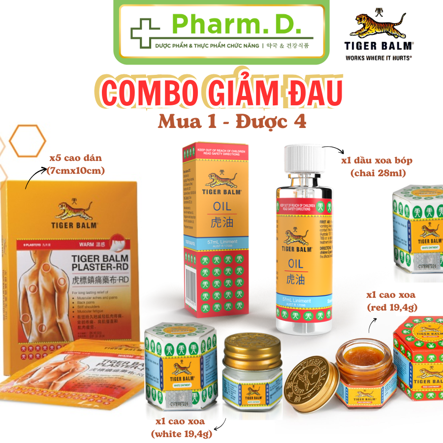 [COMBO GIẢM ĐAU] Combo Tiger Balm giảm mỏi cơ, đau và nhức cơ, bong gân