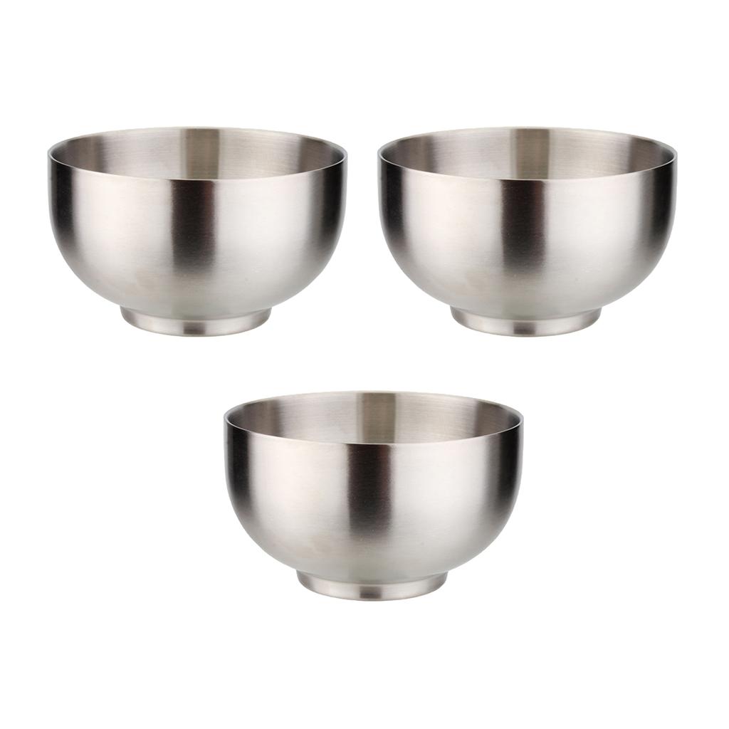 2 Pcs Stainless Steel Bowls Set Multipurpose Rice Serving Bowl Korean Style