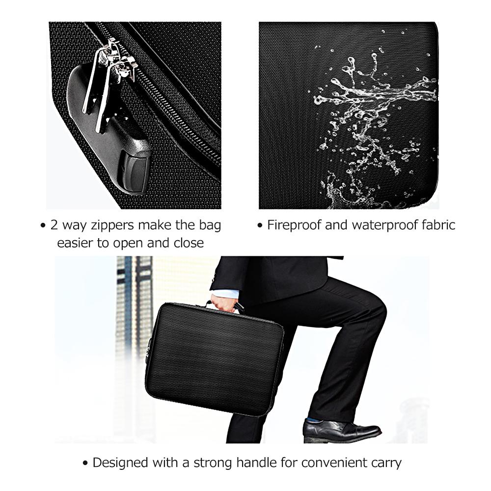 Multi-use Multi-Layer Document Bag Large Capacity Fireproof Waterproof File Certificate Storage Bag with Password Lock