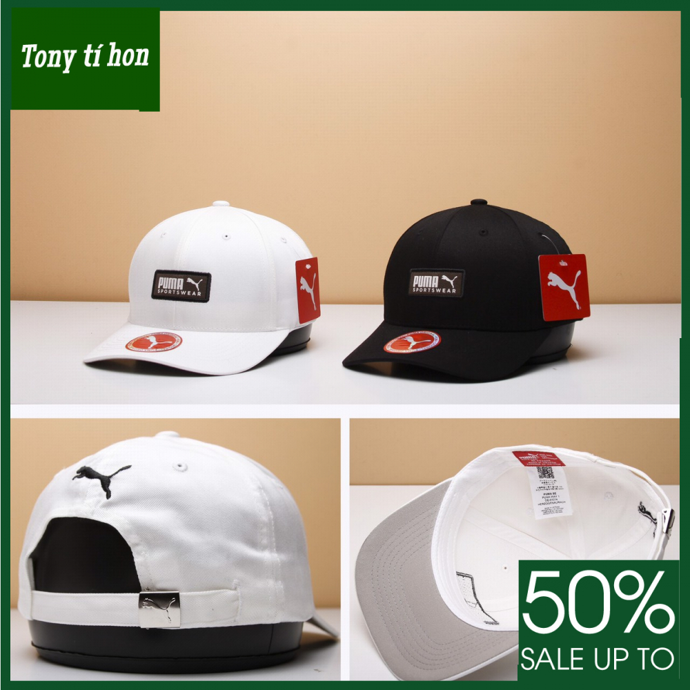 Tony tí hon - Mũ/nón kết lưỡi trai PM logo cơ bản hình chữ nhật thời trang nam nữ cao cấp - màu đen / màu trắng