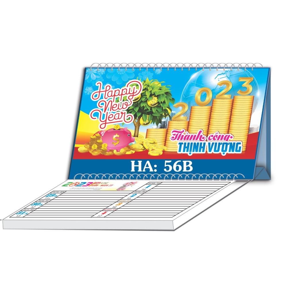 Lịch bàn lò xo 13 tờ thành công thịnh vượng
