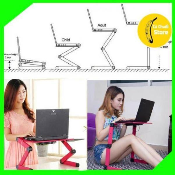 Bàn để laptop Xoay 360 độ linh hoạt 2 chân_chân gập chữ Z. Mặt bàn có quạt tản nhiệt