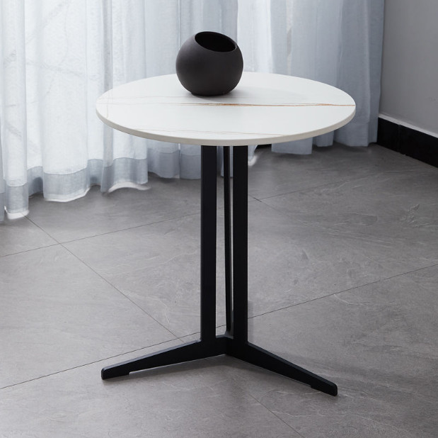 Bàn Trà Mặt Đá, Táp Trà, Bàn Uống Nước Sofa Mặt Đá Ceramic Kết Hợp Chân Sắt Sơn Tĩnh Điện D40xH5 Để Cùng Sofa Phòng Khách Hoặc Bàn Uống Cà Phê –FN03