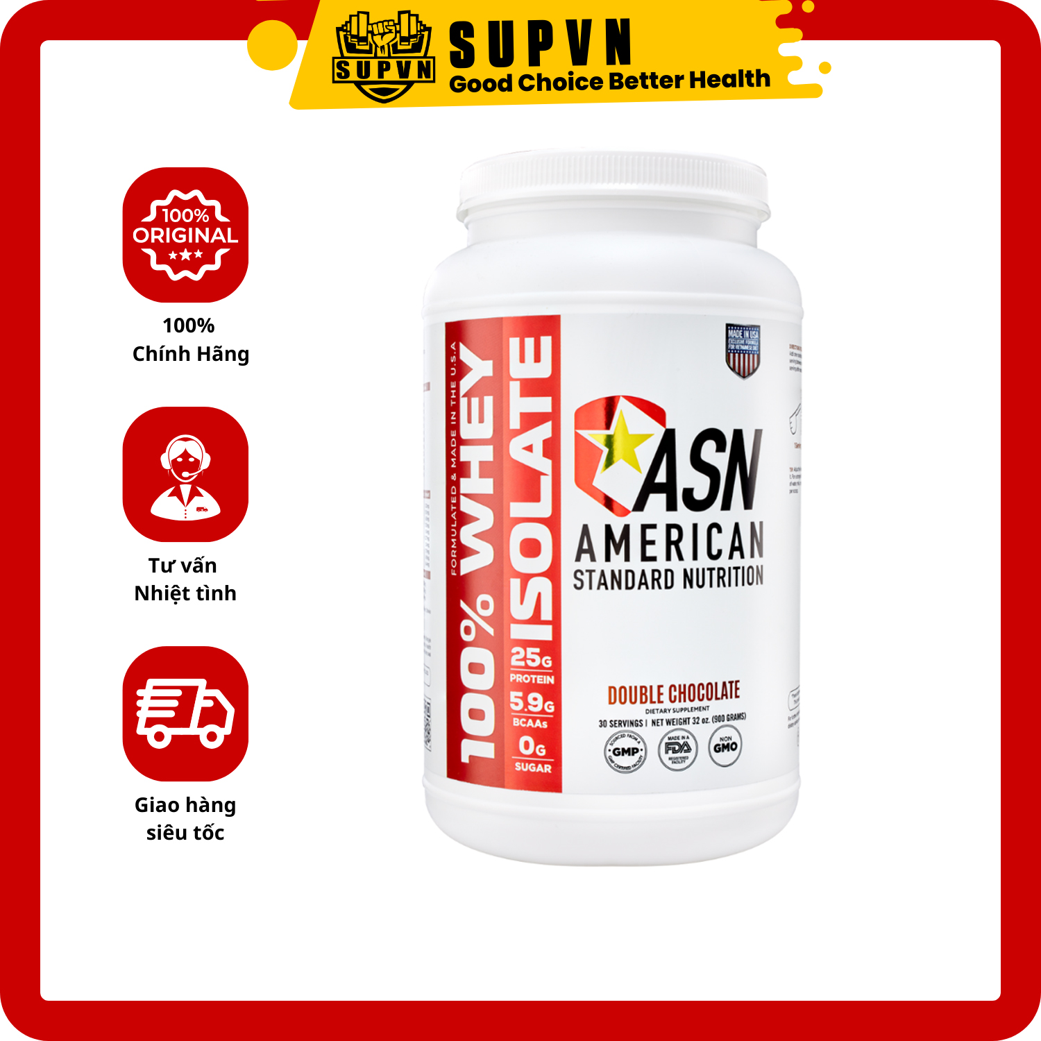 Asn 100% Whey Protein Isolate - Sữa Bổ Sung Đạm Protein Hỗ Trợ Tăng Cơ Giảm Mỡ Chính Hãng