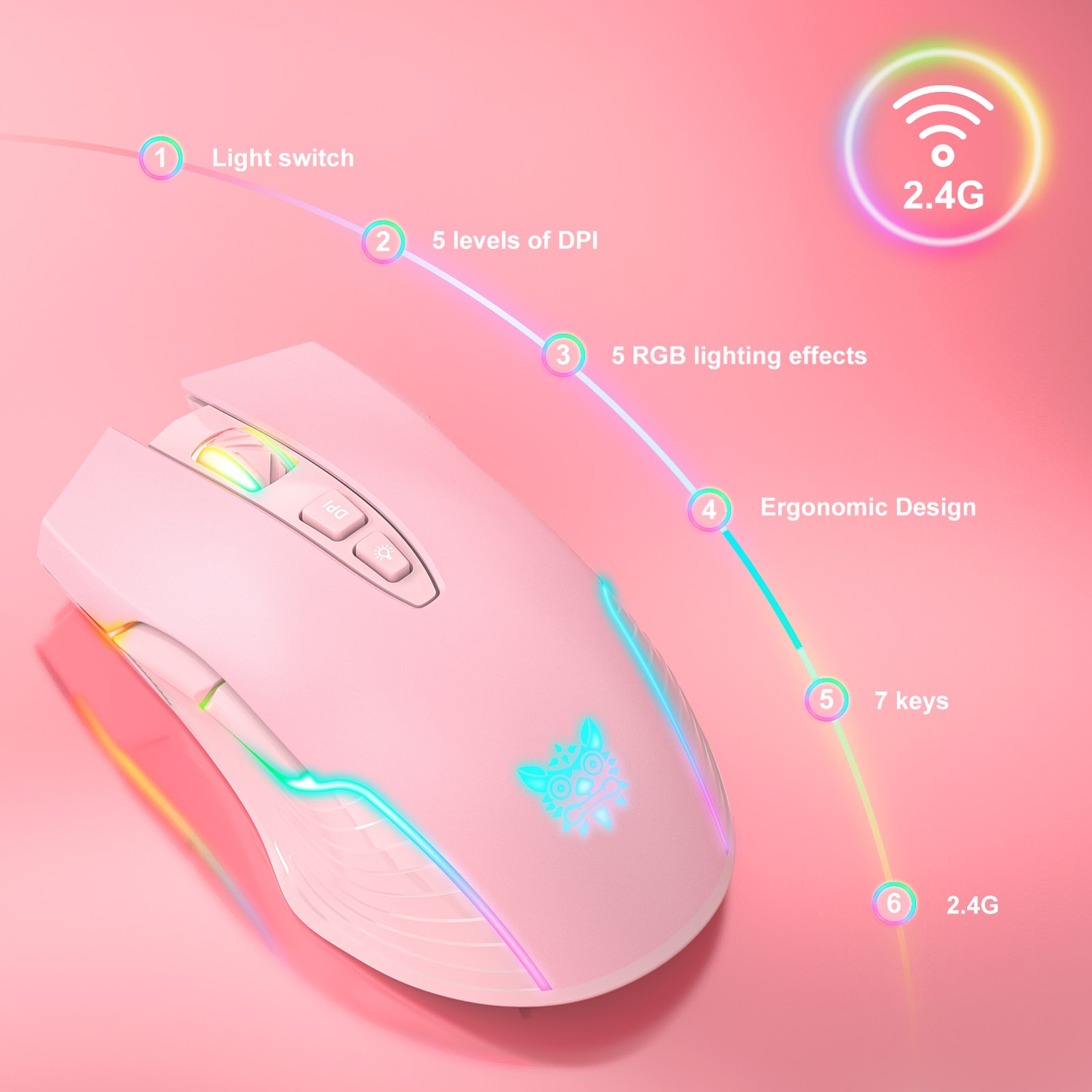 Combo Onikuma Gaming 1 (Tai Nghe K20 Black + Chuột CW905 wireless 2.4G Black) - Hàng Chính Hãng