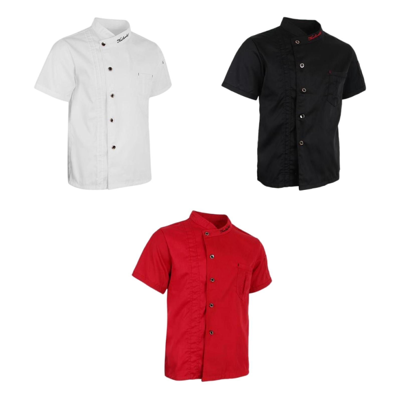 3x Unisex Chef Jackets Coat Short Sleeves Shirt Kitchen Uniforms M