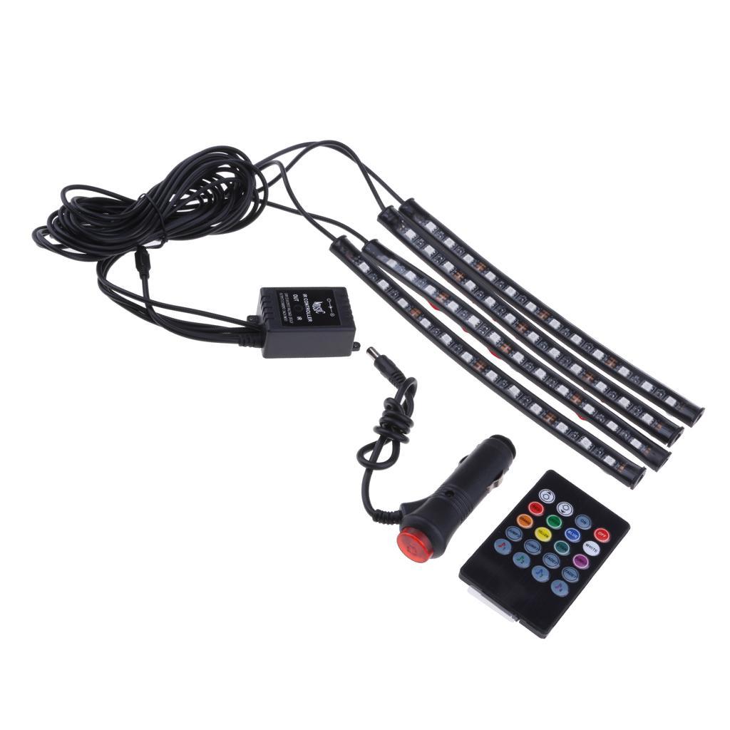 RGB LED Strip Light Remote Sound Control Car Interior Atmosphere Lights