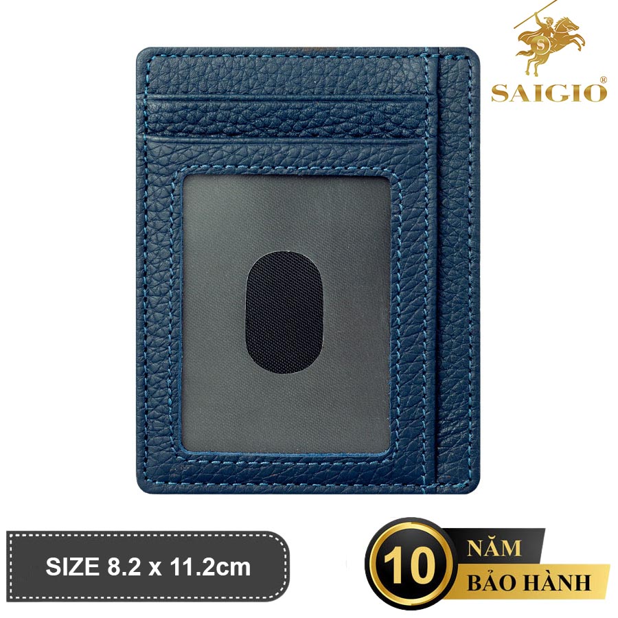 Ví Nữ Mini Đựng Thẻ Atm Slim, Da Bò Mềm Mại Pebble, Kiểu Dáng Nhỏ Gọn - Tiện Dụng, Gồm 8 Ngăn Để Thẻ Và Tiền, Phong Cách Hiện Đại - Trẻ Trung Hàng Chính Hãng Saigio - Xanh Navy