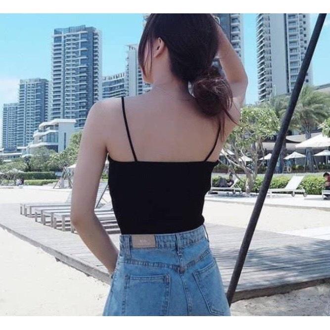 Combo 3 Áo Thun Gân 2 Dây Croptop Tạo Dáng Body Gợi Cảm