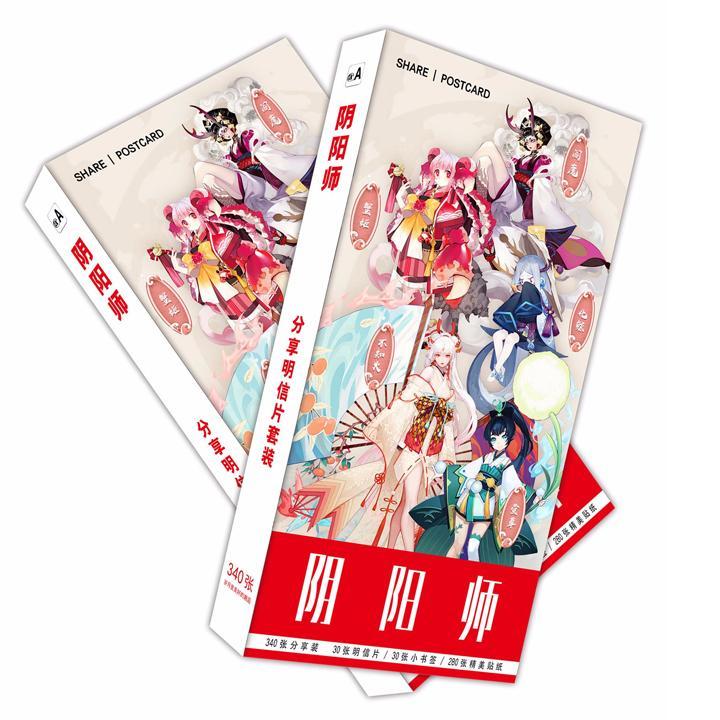 Hộp ảnh postcard âm dương sư anime có ảnh dán sticker lomo bưu thiếp tặng ảnh Vcone ( 1 hộp)