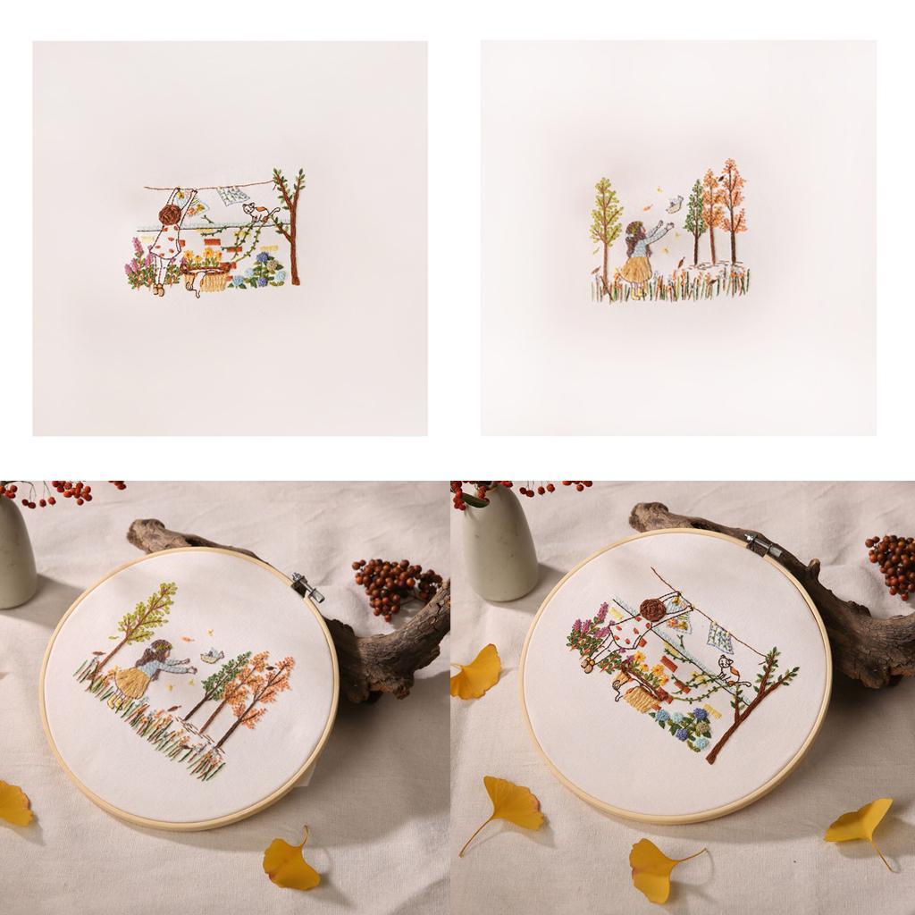 Stamped Embroidery Kit For Beginner Colorful Life Pattern DIY Home Decor 1
