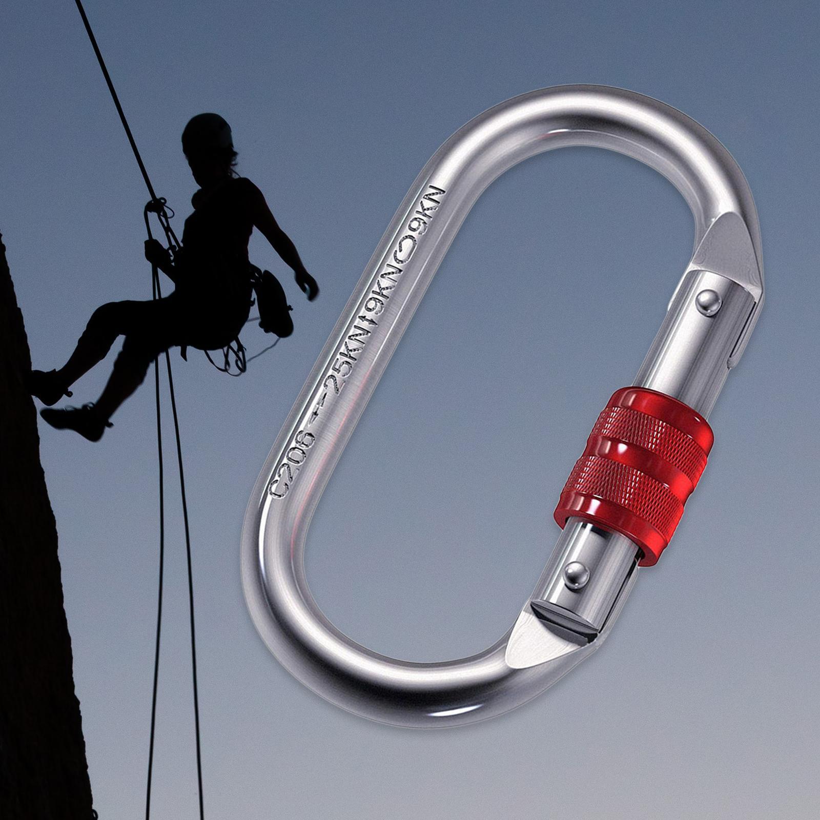 25kN Locking Carabiner Clip Keychain Lock Hook Screwgate Heavy Duty O Shaped Gear for Outdoor Camping Dog Leash Ropes Rock Climbing