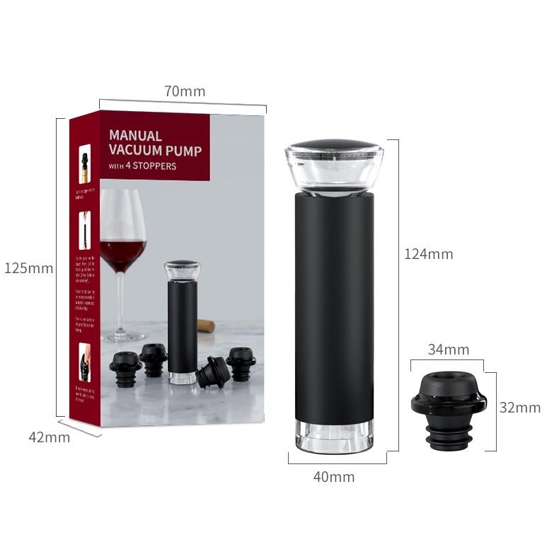 Bộ Dụng Cụ Hút Chân Không Rượu Vang Kèm 4 Nút Chặn Đậy Chai Rượu Vang Tiện Dụng