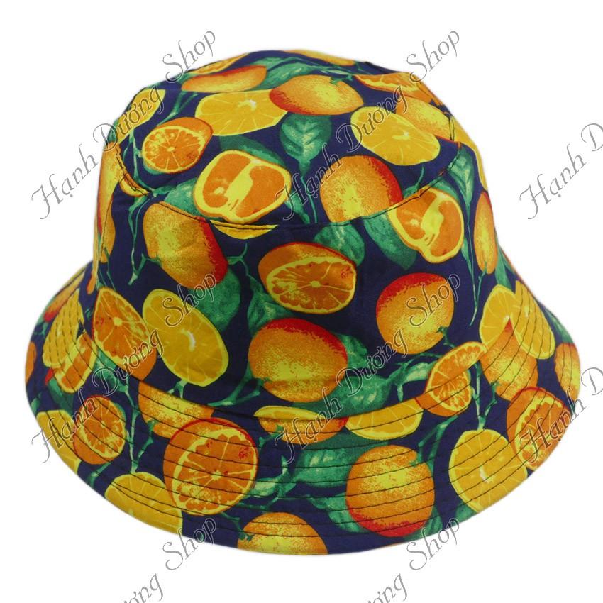 Nón bucket tai bèo họa tiết quả cam - Quả cam